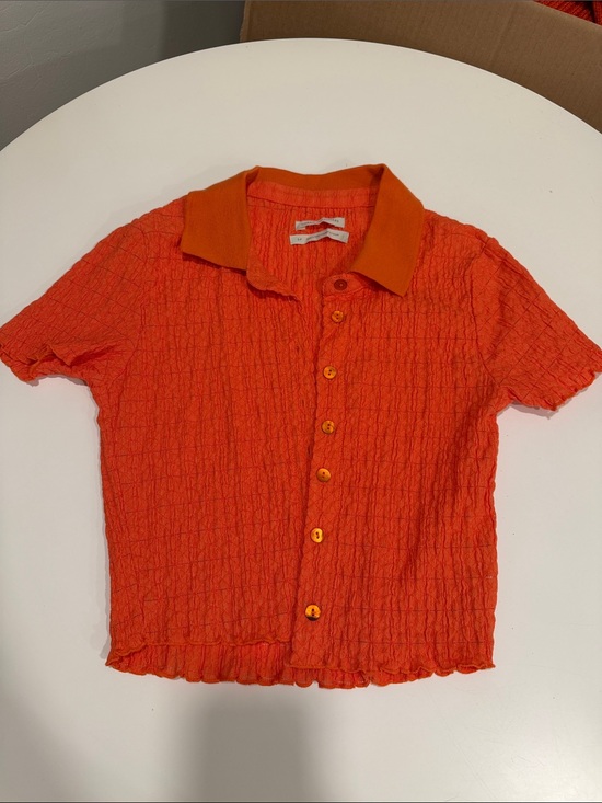 Urban Outfitters Tops - Urban Outfitters Orange Crinkle Polo Shirt